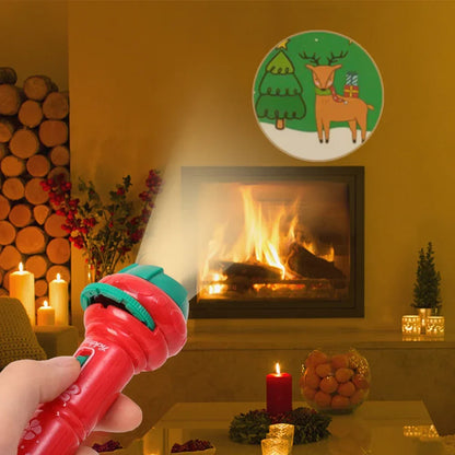 Christmas projector flashlight toy for kids, featuring a Christmas tree, great for bedtime stories & decor.