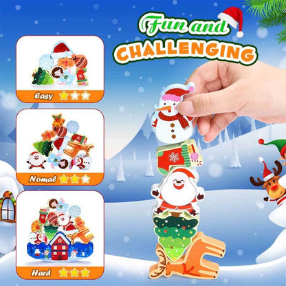 Children playing with Christmas Wooden Stacking Fun Toy Set, an engaging educational gift for holidays