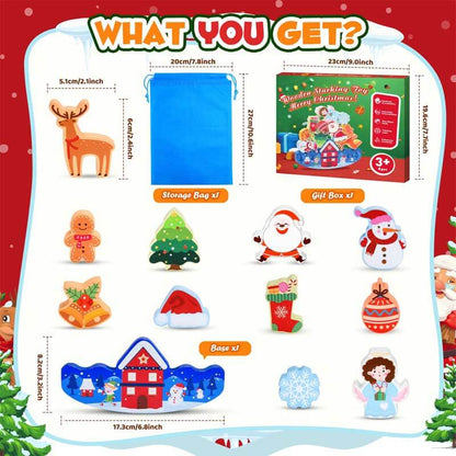 Wooden and pegged puzzle Christmas stacking toys for kids' learning and balance skill improvement