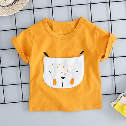 Baby clothing: Citrus puppy graphic t-shirt and soft pants for kids, ideal for warm weather