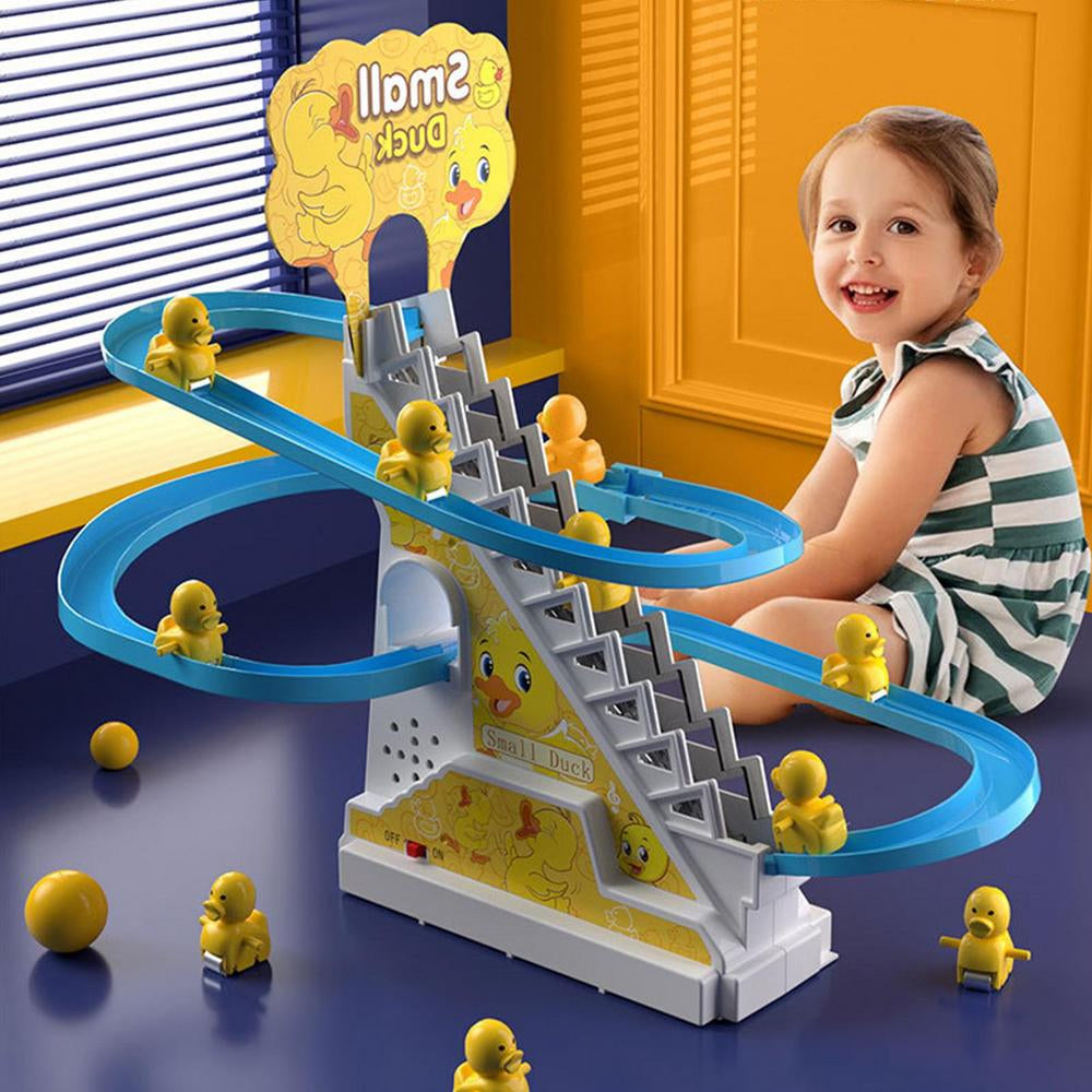 Interactive kids' duck slide toy, colorful, promoting motor skills development