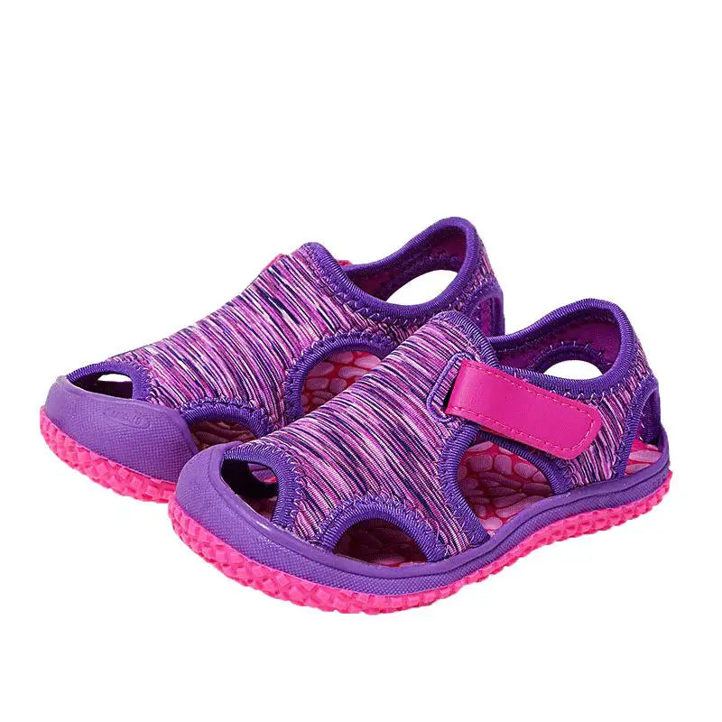 Brightly colored closed toe sport sandals for children, great for both boys and girls' summer play
