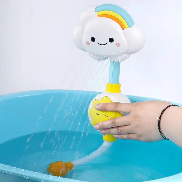 Kids' cloud faucet sprinkler bath toy for engaging water play fun in the tub.
