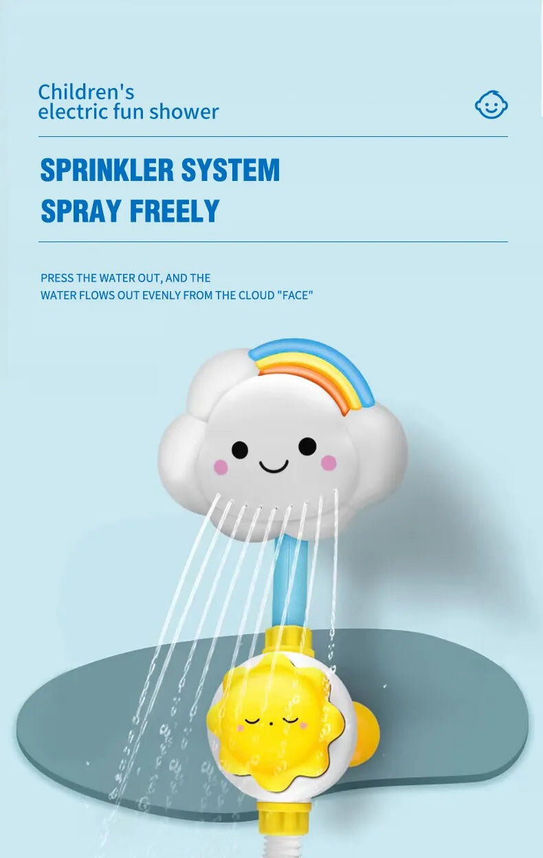 Cute cloud-shaped bath toy, a faucet sprinkler for babies and toddlers' water playtime.