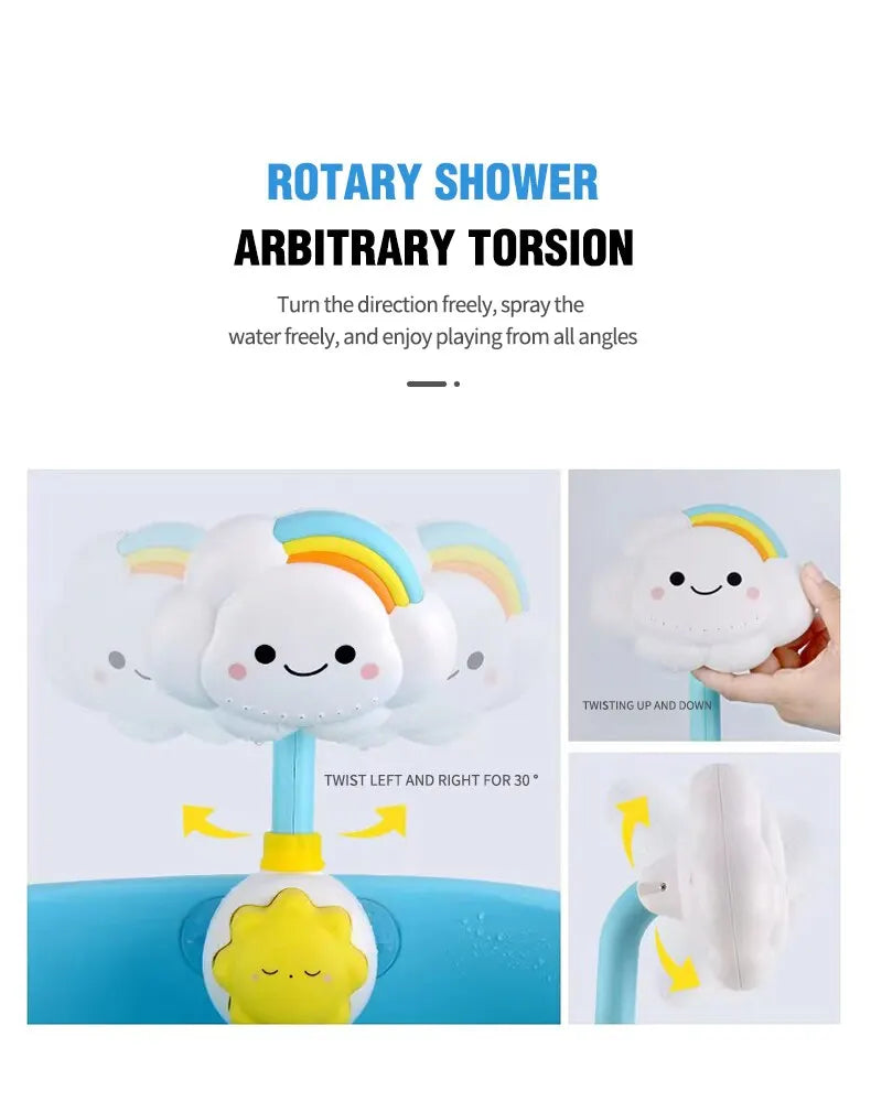 Educational cloud faucet sprinkler toy for kids, making bath time exciting and fun.