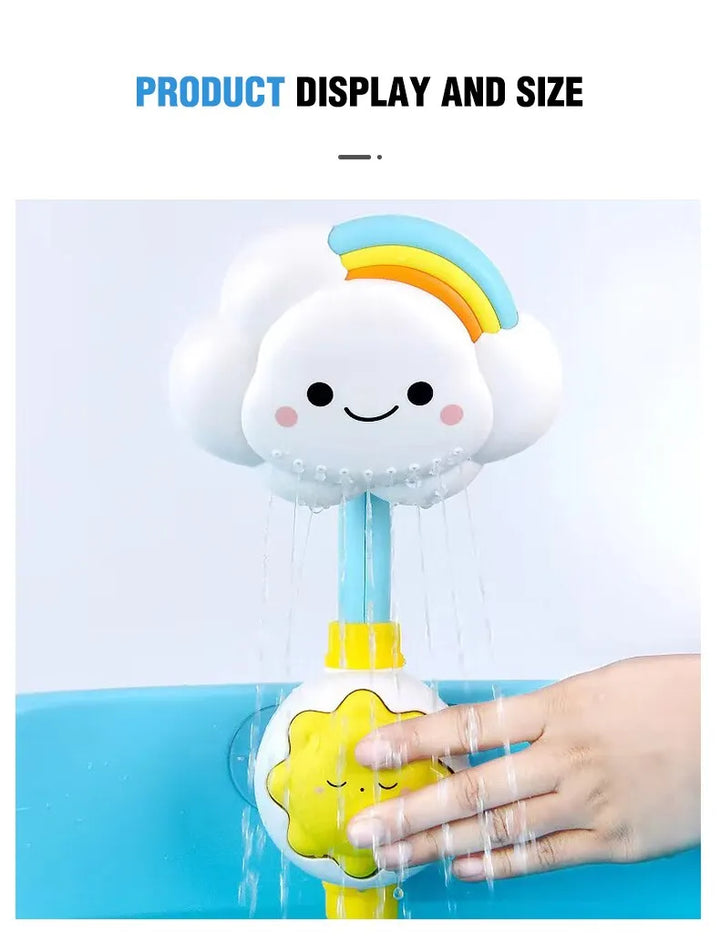 Vibrant cloud bath toy: faucet sprinkler for delightful and engaging toddler water activities.