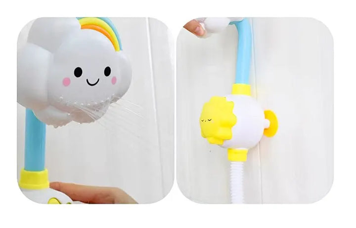 Easy-to-use cloud bath toy with a faucet sprinkler, ensuring fun and safe playtime for babies.