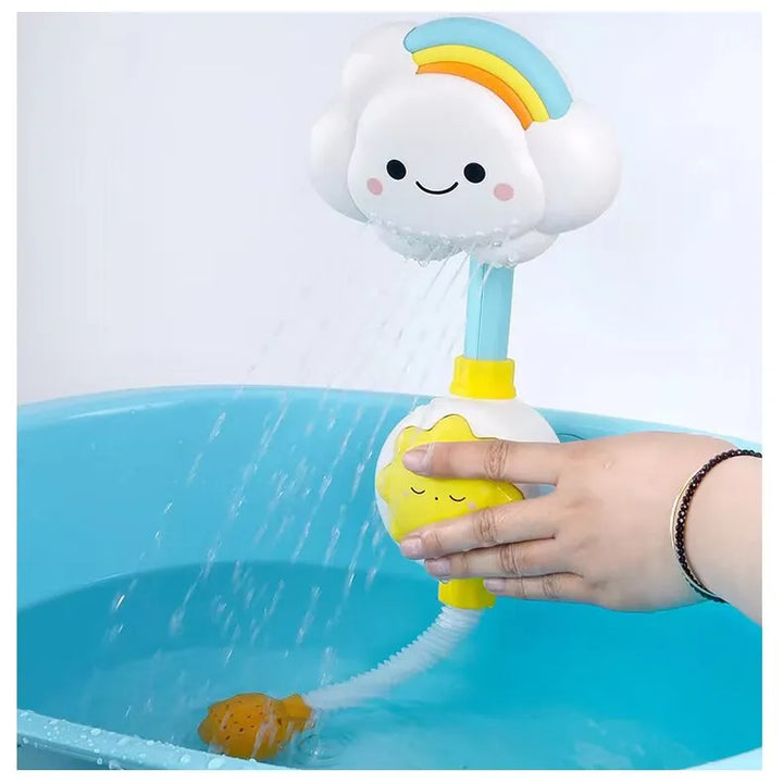 Adorable cloud faucet sprinkler, a durable bath toy for exciting and imaginative kids' water play.
