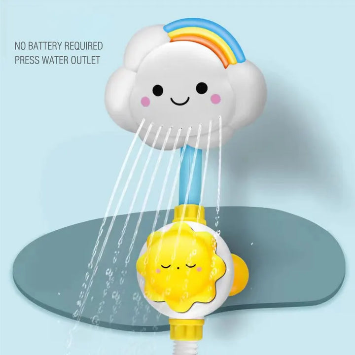 Engaging kids' bath toy: cloud-shaped faucet sprinkler provides sensory water fun.
