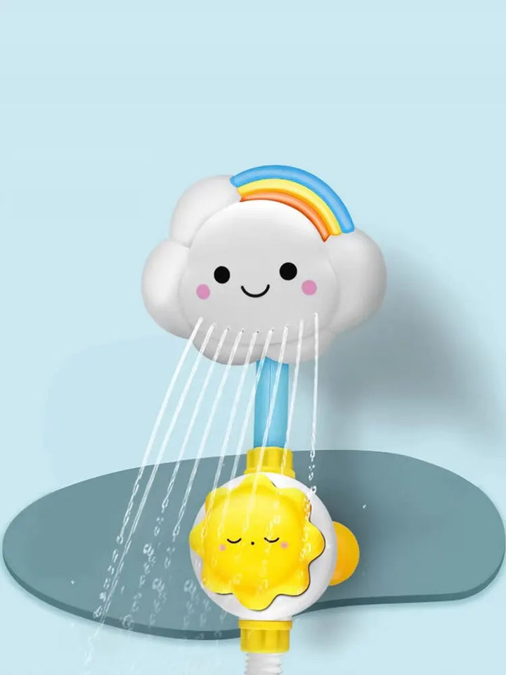 Baby's first cloud sprinkler bath toy, easy attach to faucet for playful learning.