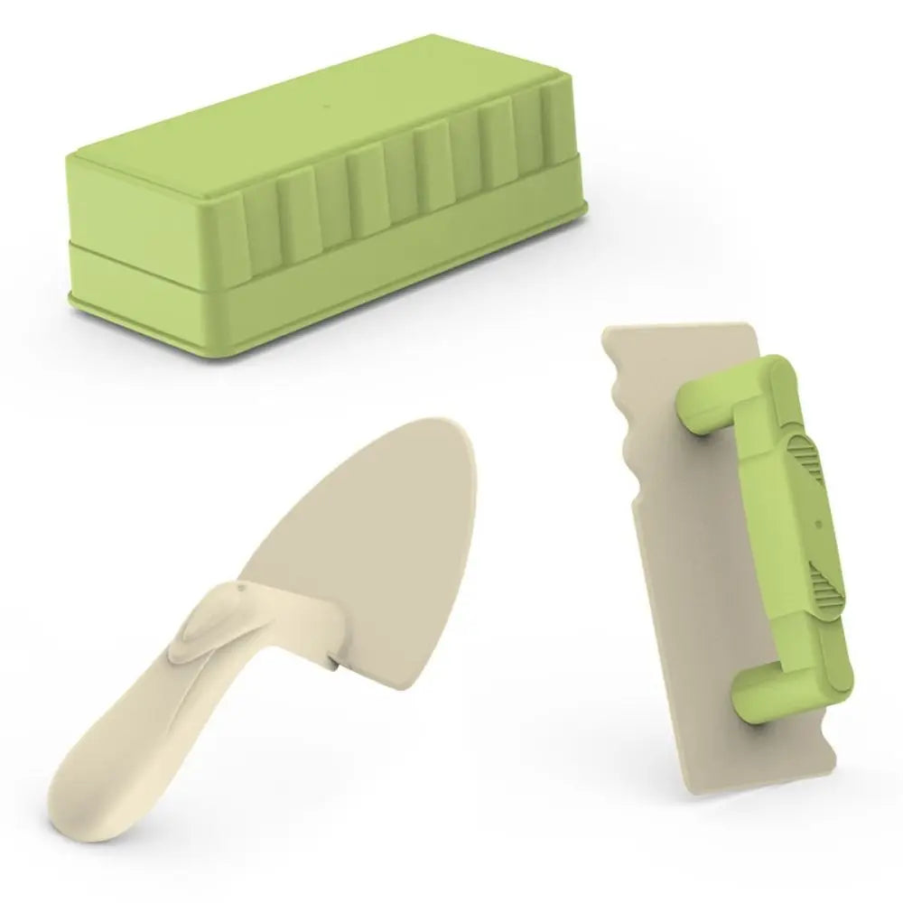 Kids' colorful sand toy set with mini spade, rake, and molds for beach or garden play