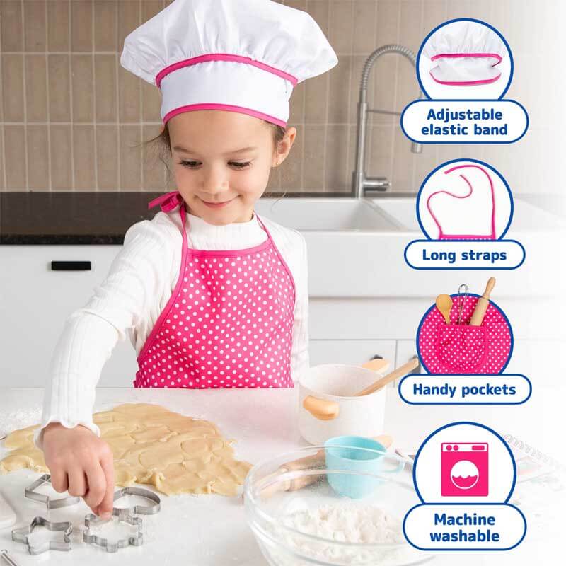 Kids' complete cooking & baking chef set with apron, hat & tools for pretend play
