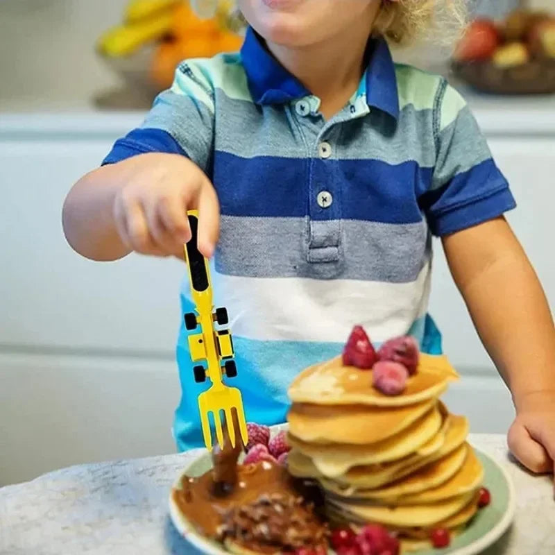 Fun mealtime construction themed kids' dinnerware set, perfect for toddler eating practice