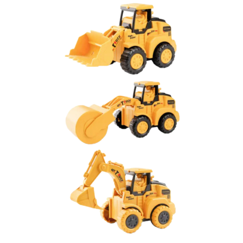 Educational preschool construction vehicle toys, dump truck and digger, promoting learning through play.