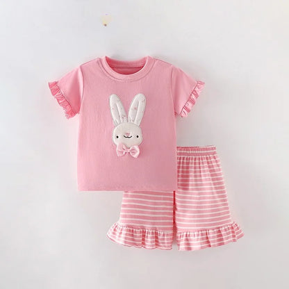 Kids' summer fashion collection: soft cotton blend top and shorts in various colorful prints