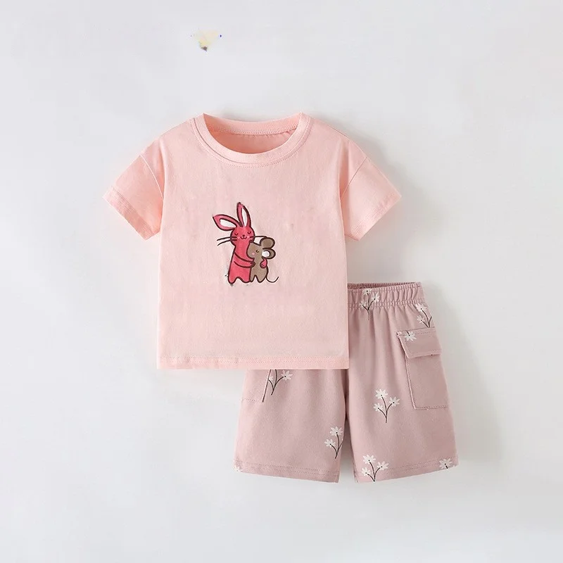 Childrens 2-piece summer set: breathable cotton blend fabric in a cute, matching design
