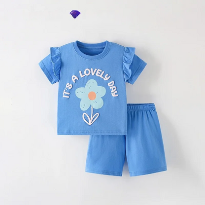 Children's apparel: a stylish cotton blend top and shorts combo for warm weather