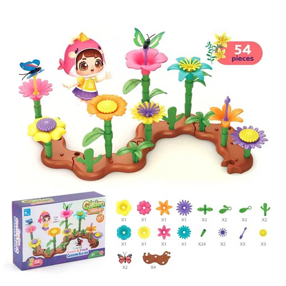 STEM toy flower garden kit, vibrant building blocks perfect for developing kids' fine motor skills & creativity