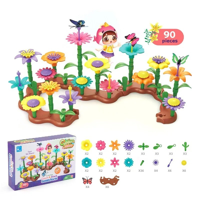 Children's interactive flower garden construction toy for creative play, a fun educational gift for kids