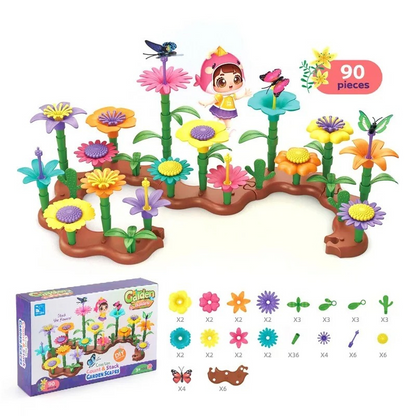 Children's interactive flower garden construction toy for creative play, a fun educational gift for kids