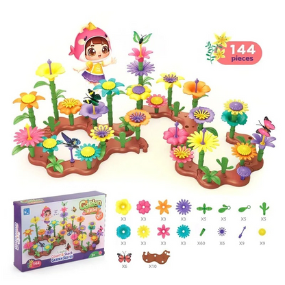 Nature-themed Kids' Creative Building Flower Garden Toy Set, promotes imaginative play and early learning