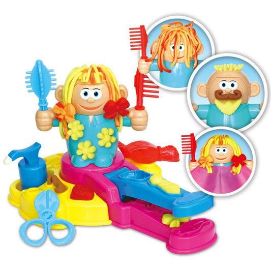 Kids creative clay hairdresser styling kit with colorful modeling clay and tools