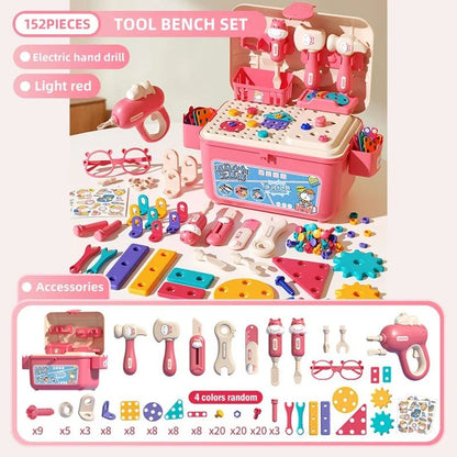 Kids' Creative Construction Toolbox Play Set box, highlighting 'ages 3+' and 'toy tools'