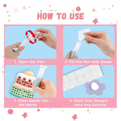 Child concentrating on making bead art with the Kids' Creative DIY Craft Kit