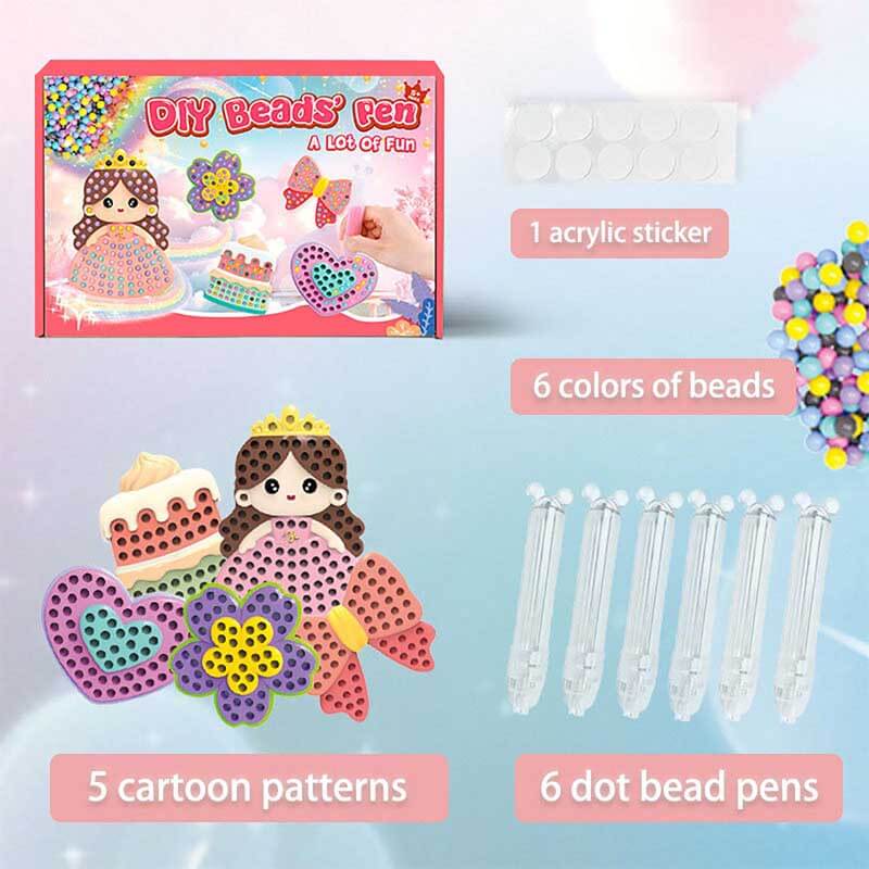 Close-up of vibrant beads in a Kids' Creative DIY Bead Art Craft Kit, great gift for kids