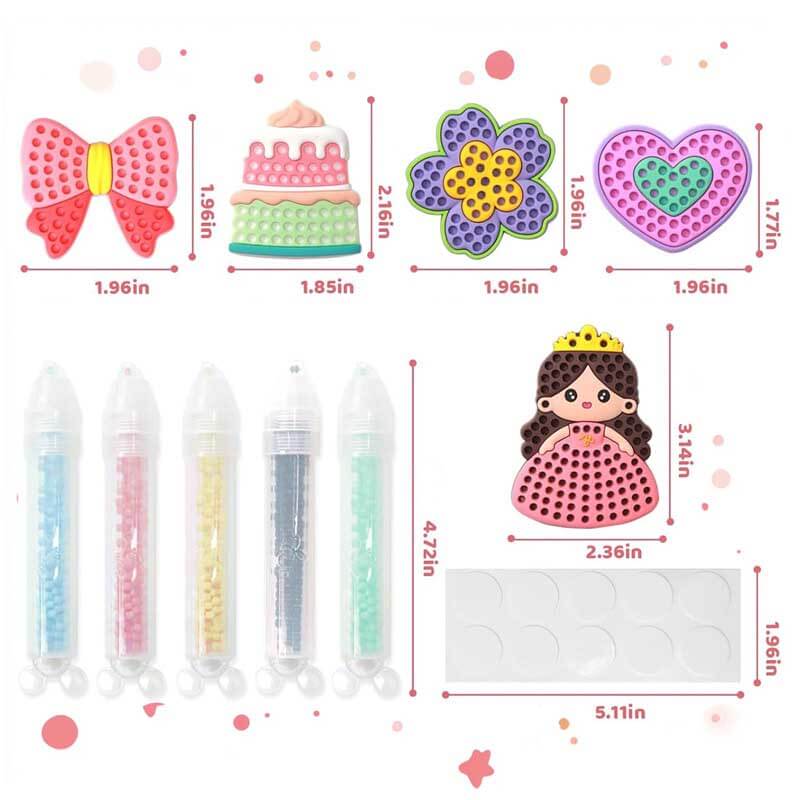 Kids' Craft Kit box displaying various bead art designs for creative, educational play