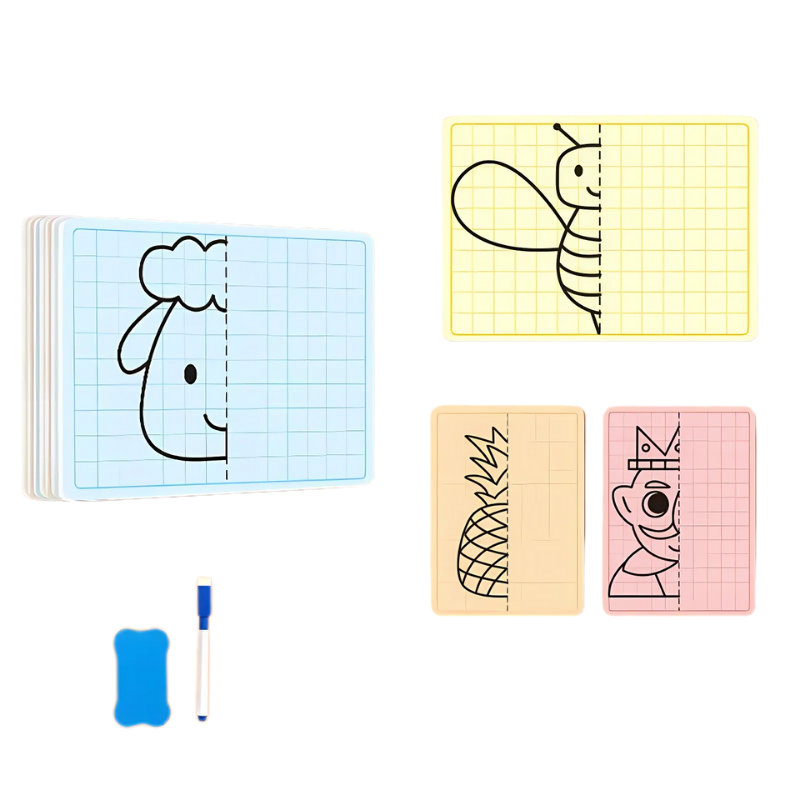 Hands illustrating with the Kids Creative Drawing and Tracing Set, a perfect educational toy for young artists