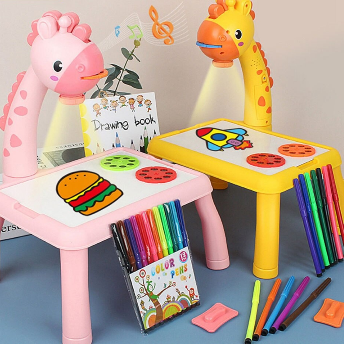 Kids' Creative Drawing Projector with music and lights, educational art toy for children