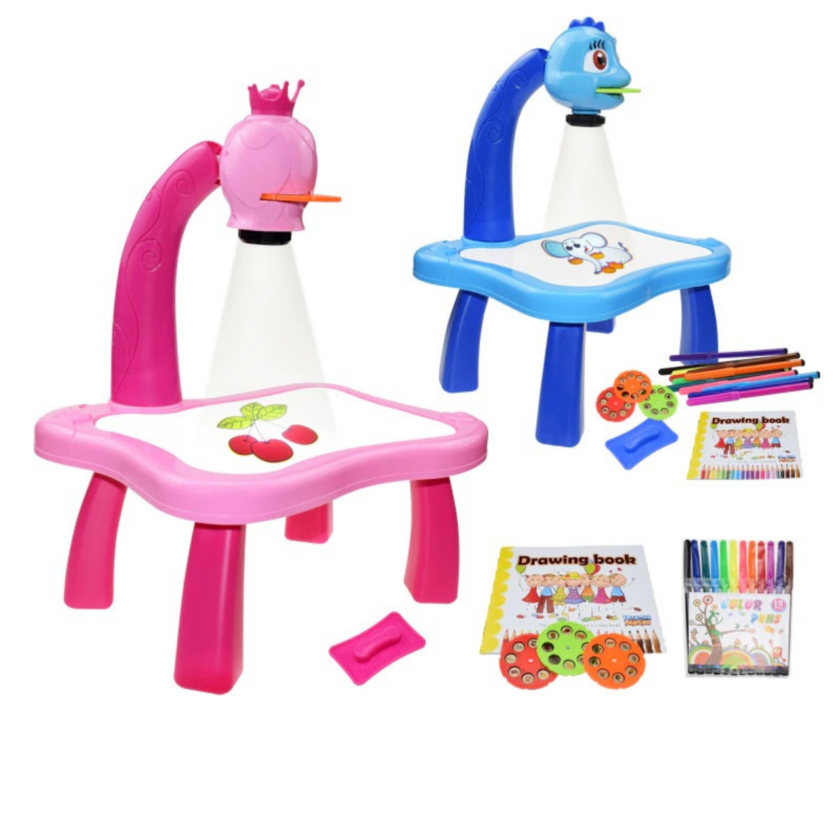 Child actively drawing on the Kids' Creative Drawing Projector, learning & fun gift