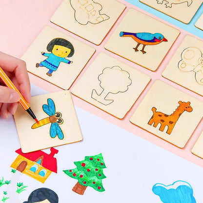 Toddler using a shape template from the Creative Drawing Shape Card Set for kids' art and creative play