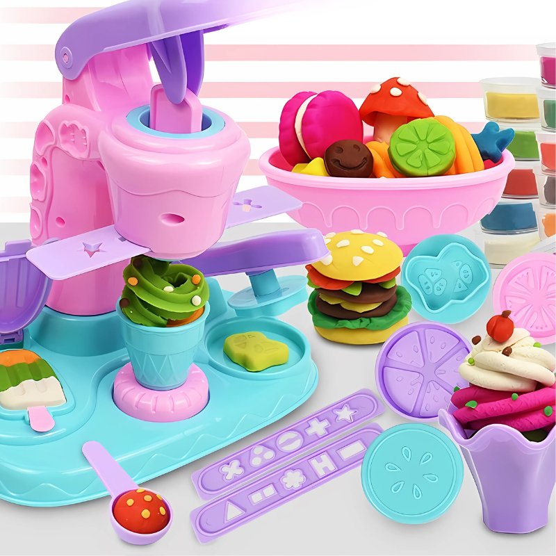 Kids creative ice cream dough play set for sensory play, ages 3-5, enhancing imagination