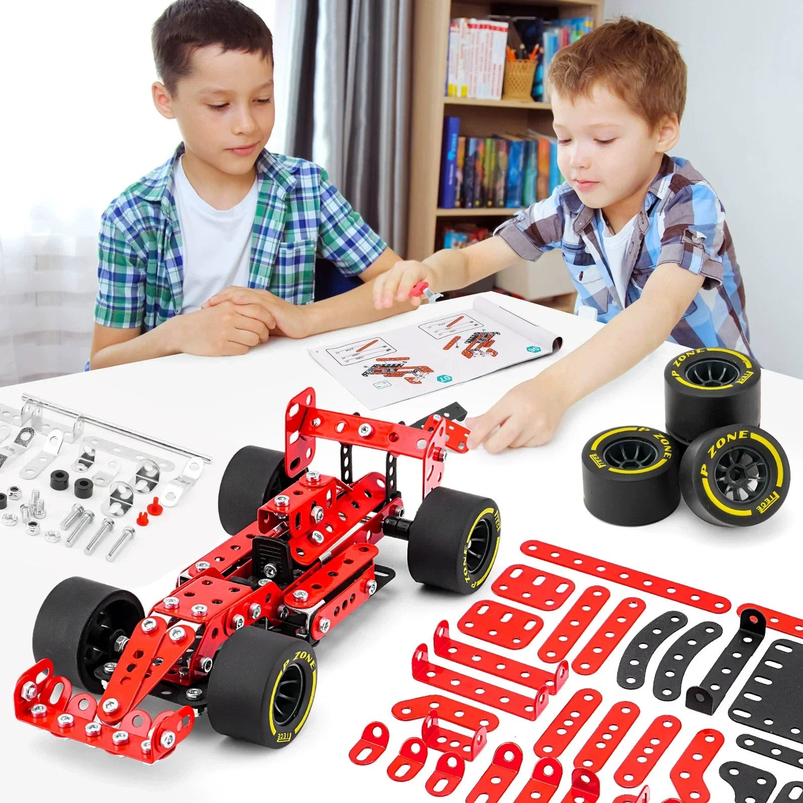 Educational building kit, multi-shape vehicles, enhances creative play in children