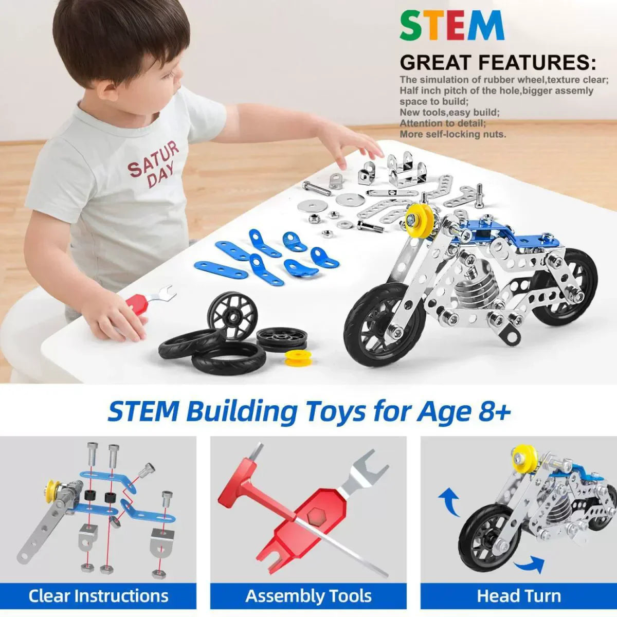 Various vehicle designs built using the Multi-Shape Vehicle Building Kit, display