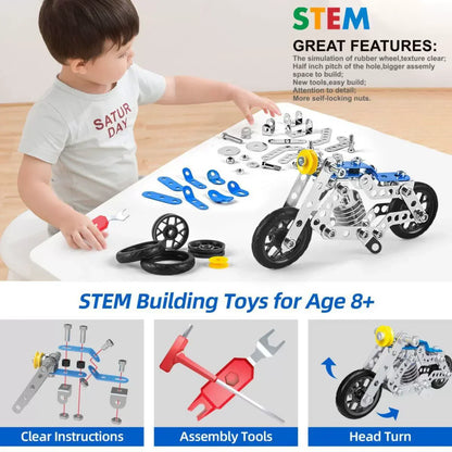 Various vehicle designs built using the Multi-Shape Vehicle Building Kit, display