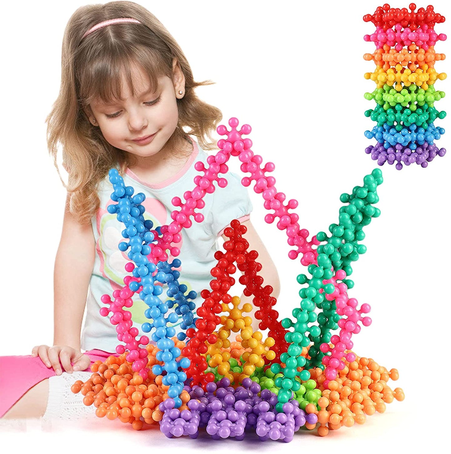 Kids' creative snowflake interlocking building blocks toy set for imaginative construction play