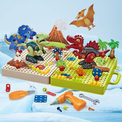 Kids' Dino Drill & Design Building Toy Set for creative play and motor skills development, ideal educational gift.