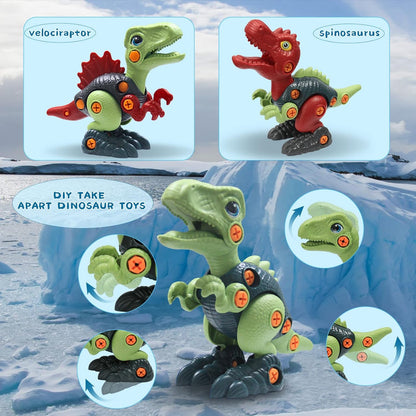Colorful dinosaur construction set, a STEM toy for children, enhancing problem-solving and fine motor skills.