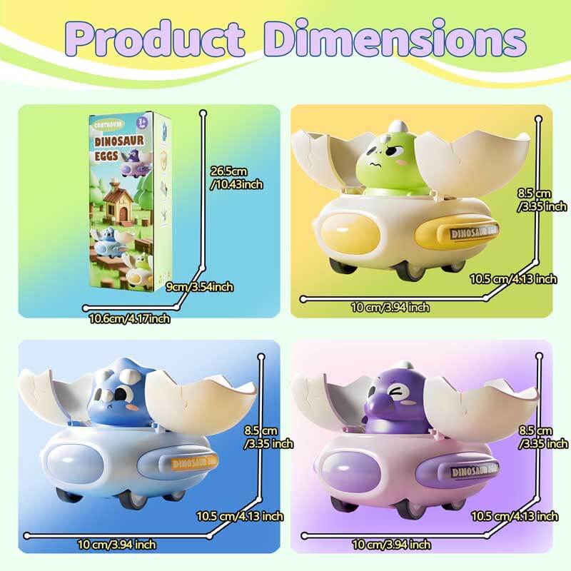 Assorted Dino Egg Impact Car Toys, vibrant dinosaur themed playset, great gift for kids
