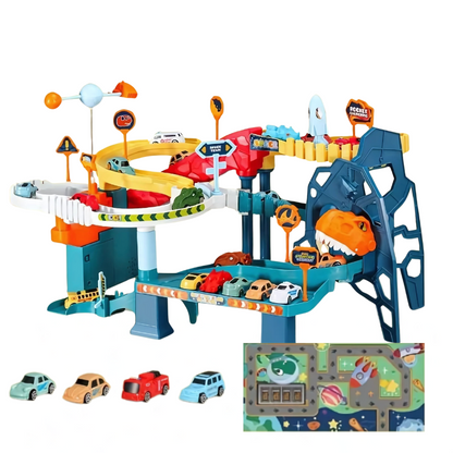 Vibrant Kids' Dino & Space Adventure Race Track building set, ideal for imaginative play and skill development