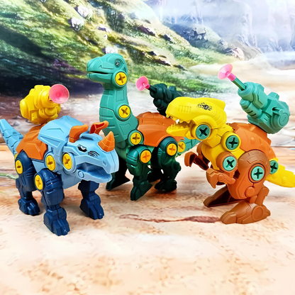Kids' dinosaur building set with toy blaster & figures, encouraging creative play for ages 3-5