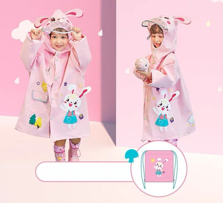 Toddler animal raincoat: pink unicorn design, protective childrens outerwear