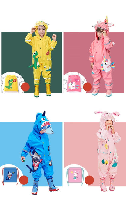 Blue shark raincoat, a playful and protective waterproof jacket for children