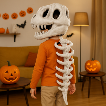 Kids' dinosaur skeleton costume headpiece, white dino spine for Halloween & cosplay