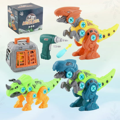 Fun dinosaur construction toy set for kids, includes electric drill, ideal for hands-on learning