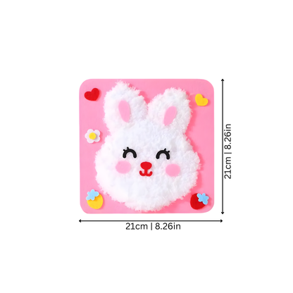 Children's activity kit, DIY animal stitching, showing a child's hands crafting a felt fox, educational toy.