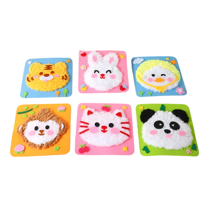 Beginner sewing kit for kids with various animal designs, promoting creative play and fine motor development.